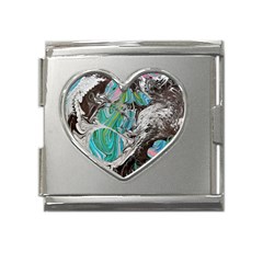 Marbling Mono Blend  Mega Link Heart Italian Charm (18mm) by kaleidomarblingart