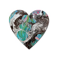 Marbling Mono Blend  Heart Magnet by kaleidomarblingart