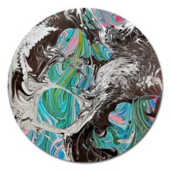 Marbling Mono Blend  Magnet 5  (round) by kaleidomarblingart