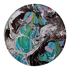 Marbling Mono Blend  Round Glass Fridge Magnet (4 Pack) by kaleidomarblingart