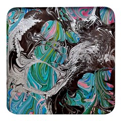 Marbling Mono Blend  Square Glass Fridge Magnet (4 Pack) by kaleidomarblingart