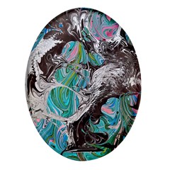 Marbling Mono Blend  Oval Glass Fridge Magnet (4 Pack) by kaleidomarblingart