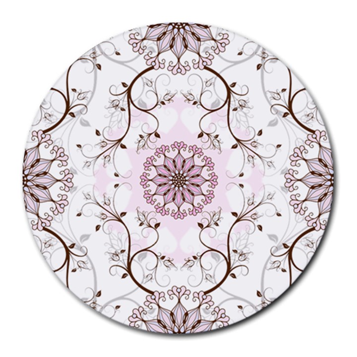 Floral Flora Flower Seamless Pattern Round Mousepad