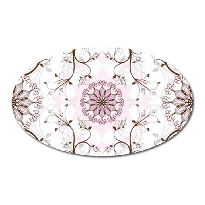 Floral Flora Flower Seamless Pattern Oval Magnet