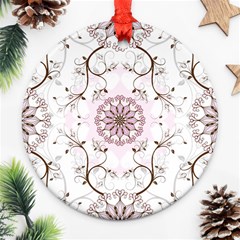 Floral Flora Flower Seamless Pattern Round Ornament (two Sides)