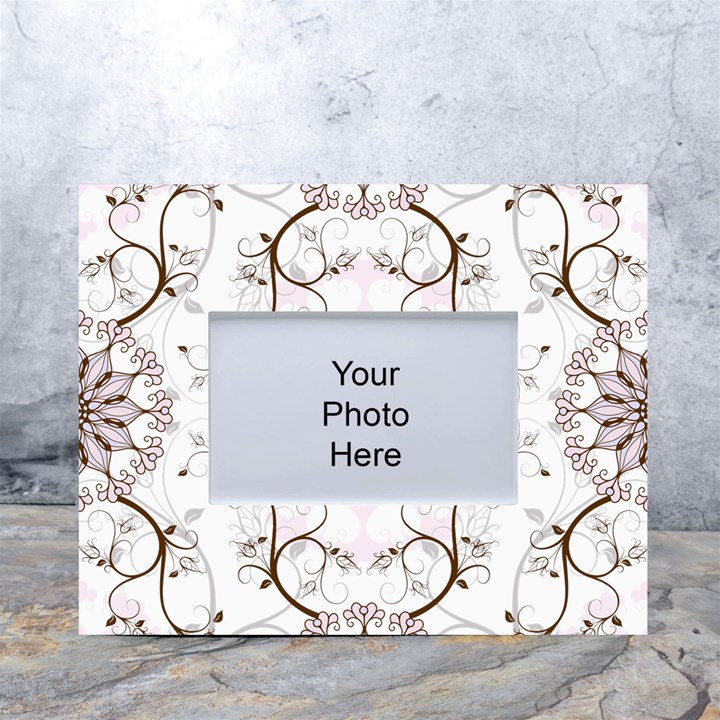 Floral Flora Flower Seamless Pattern White Tabletop Photo Frame 4 x6 