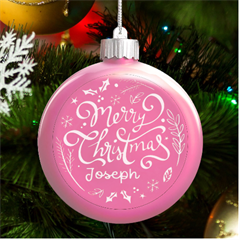 Personalized Christmas Any Text Name Led Glass Round Ornament