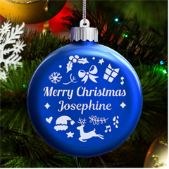 Personalized Christmas Any Text Name Led Glass Round Ornament