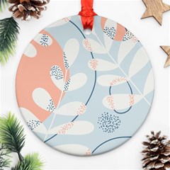 Pattern Plants Leaves Nature Round Ornament (two Sides)