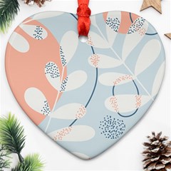 Pattern Plants Leaves Nature Heart Ornament (two Sides)