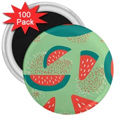 Watermelon Dots Summer Pattern 3  Magnets (100 pack)