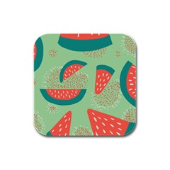 Watermelon Dots Summer Pattern Rubber Square Coaster (4 pack)