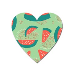 Watermelon Dots Summer Pattern Heart Magnet by Bedest