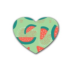 Watermelon Dots Summer Pattern Rubber Coaster (heart) by Bedest