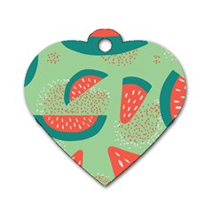 Watermelon Dots Summer Pattern Dog Tag Heart (One Side)