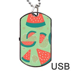 Watermelon Dots Summer Pattern Dog Tag Usb Flash (two Sides) by Bedest