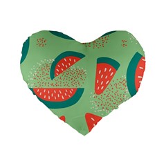 Watermelon Dots Summer Pattern Standard 16  Premium Heart Shape Cushions