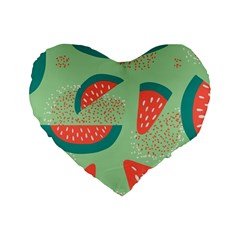 Watermelon Dots Summer Pattern Standard 16  Premium Flano Heart Shape Cushions by Bedest