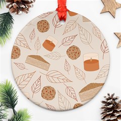 Leaves Cake Cookies Pattern Ornament (round) by Bedest