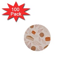 Leaves Cake Cookies Pattern 1  Mini Buttons (100 Pack)  by Bedest