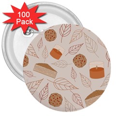 Leaves Cake Cookies Pattern 3  Buttons (100 Pack)  by Bedest