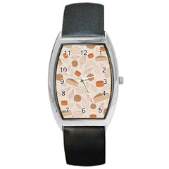 Leaves Cake Cookies Pattern Barrel Style Metal Watch by Bedest