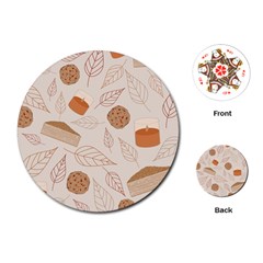 Leaves Cake Cookies Pattern Playing Cards Single Design (round)