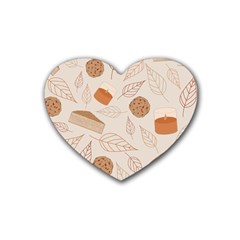 Leaves Cake Cookies Pattern Rubber Heart Coaster (4 Pack) by Bedest