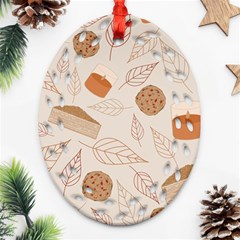 Leaves Cake Cookies Pattern Ornament (oval Filigree)