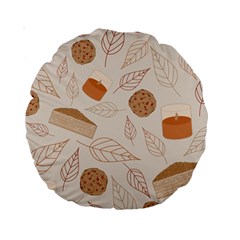 Leaves Cake Cookies Pattern Standard 15  Premium Round Cushions by Bedest