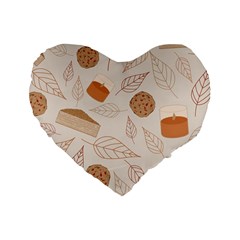 Leaves Cake Cookies Pattern Standard 16  Premium Heart Shape Cushions by Bedest