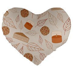 Leaves Cake Cookies Pattern Large 19  Premium Heart Shape Cushions by Bedest