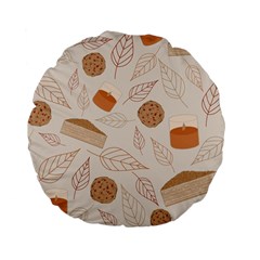 Leaves Cake Cookies Pattern Standard 15  Premium Flano Round Cushions by Bedest