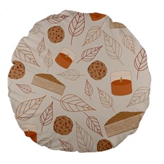 Leaves Cake Cookies Pattern Large 18  Premium Flano Round Cushions by Bedest