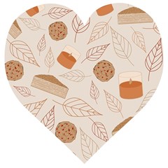 Leaves Cake Cookies Pattern Wooden Puzzle Heart by Bedest