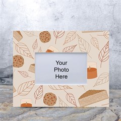 Leaves Cake Cookies Pattern White Tabletop Photo Frame 4 x6  by Bedest