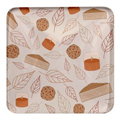 Leaves Cake Cookies Pattern Square Glass Fridge Magnet (4 Pack) by Bedest