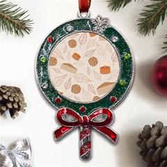 Leaves Cake Cookies Pattern Metal X mas Lollipop With Crystal Ornament by Bedest