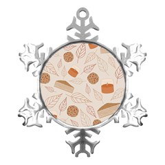 Leaves Cake Cookies Pattern Metal Small Snowflake Ornament by Bedest