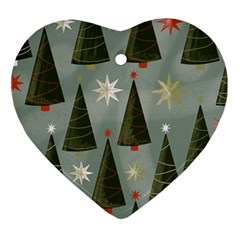 Christmas Trees Pattern Ornament (heart)