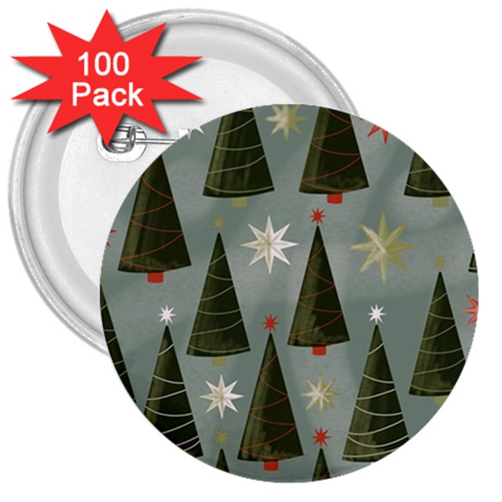 Christmas Trees Pattern 3  Buttons (100 pack) 