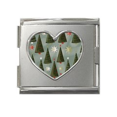 Christmas Trees Pattern Mega Link Heart Italian Charm (18mm) by Bedest