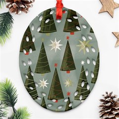 Christmas Trees Pattern Oval Filigree Ornament (two Sides)