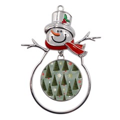 Christmas Trees Pattern Metal Snowman Ornament by Bedest