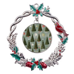 Christmas Trees Pattern Metal X mas Wreath Holly Leaf Ornament by Bedest