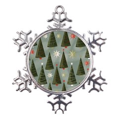 Christmas Trees Pattern Metal Large Snowflake Ornament by Bedest