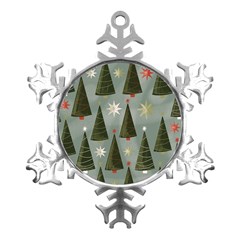 Christmas Trees Pattern Metal Small Snowflake Ornament by Bedest