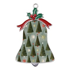 Christmas Trees Pattern Metal Holly Leaf Bell Ornament by Bedest