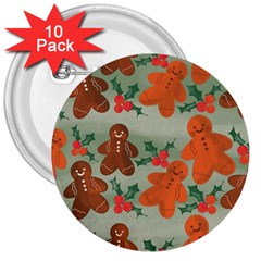 Christmas Cookies Cookie Advent Pattern 3  Buttons (10 Pack)  by Bedest