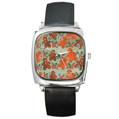 Christmas Cookies Cookie Advent Pattern Square Metal Watch by Bedest